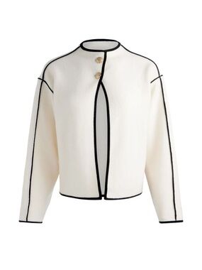 Alice + Olivia Pearson Cream Jacket with Black Trim